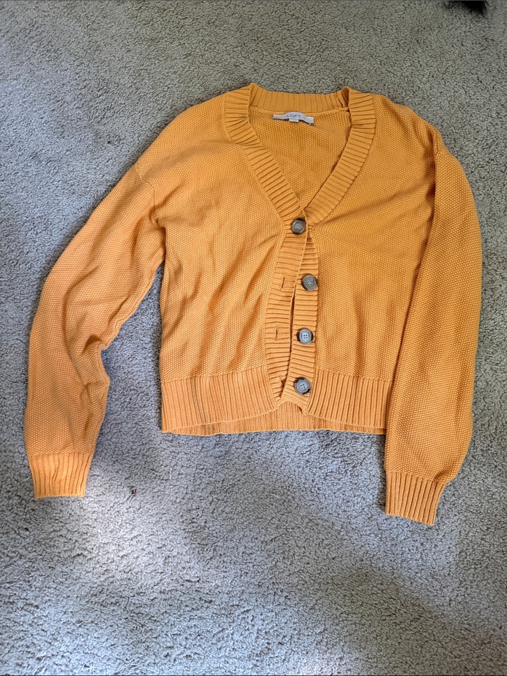 LOFT Mustard Yellow Button Front V-Neck Cardigan